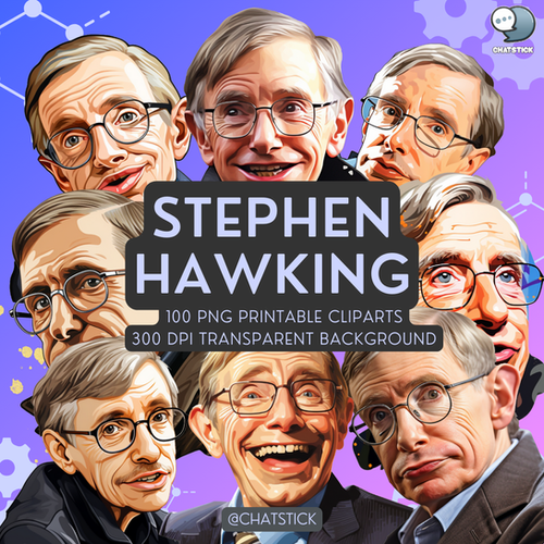 100 Stephen Hawking Digital Sticker Clipart Pack - Printable PNG Cliparts | Chatvariety