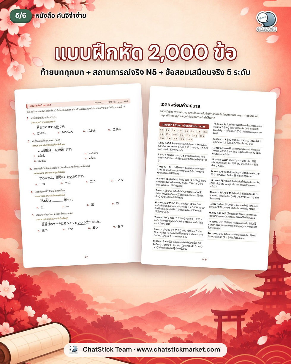 ภาพขนาดย่อ: คันจิจำง่าย JLPT N5–N1 ครบ 2,207 ตัว