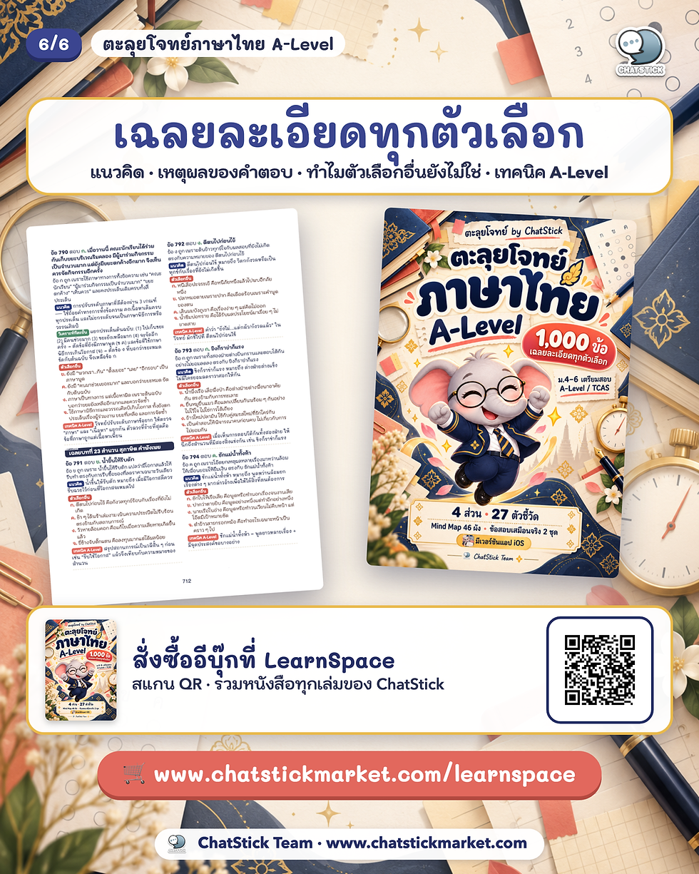縮圖：ตะลุยโจทย์ภาษาไทย A-Level 1,000 ข้อ ครบ 4 ส่วน เฉลยละเอียด + Mind Map