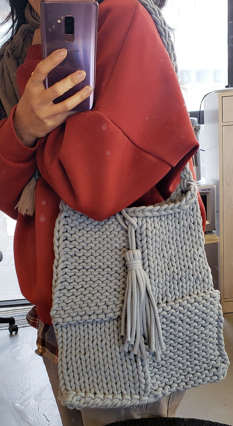 Thumbnail: Cord bag grey blue color 