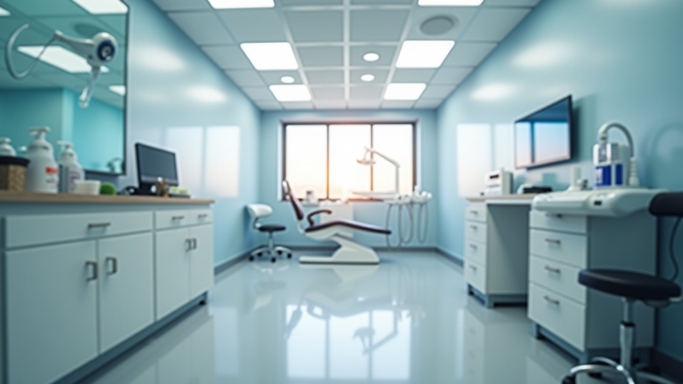Eye-level view of modern clinic room with cosmetic equipment
