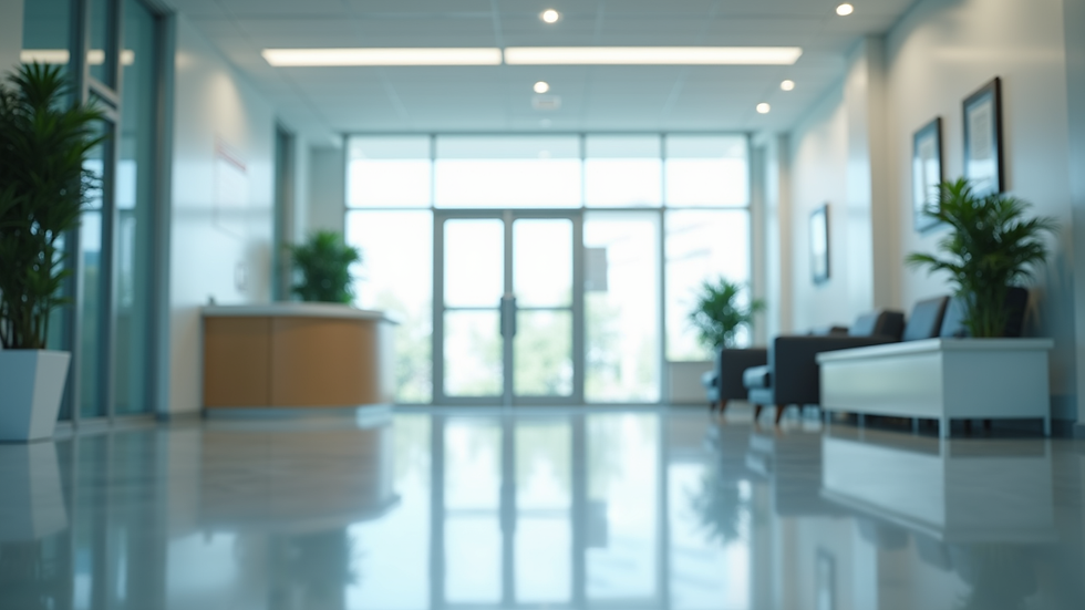 Eye-level view of modern medical clinic reception area