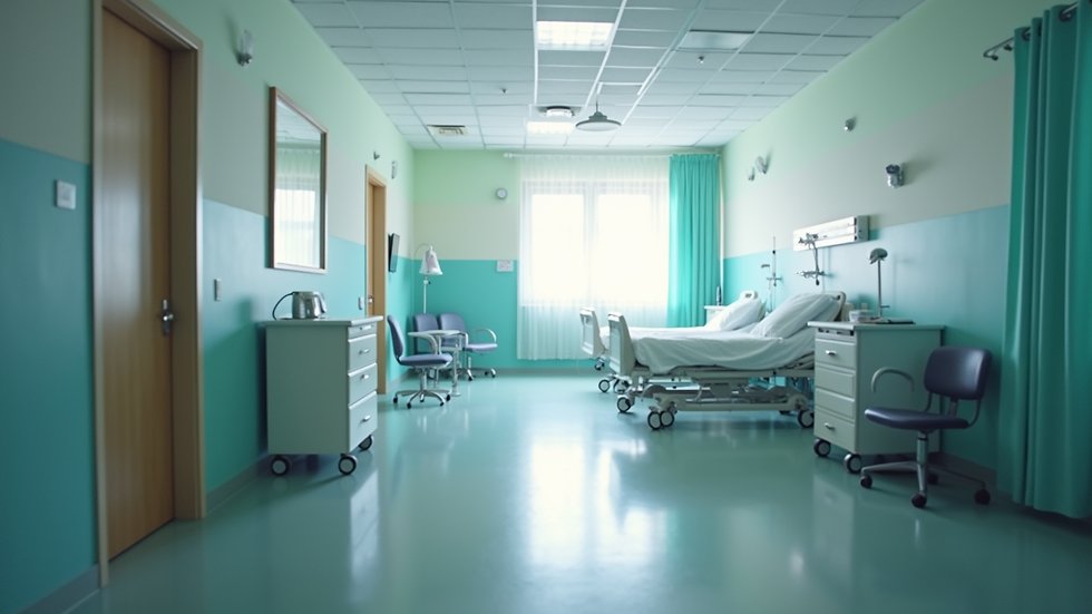 high angle view of comfortable patient room in Georgian clinic