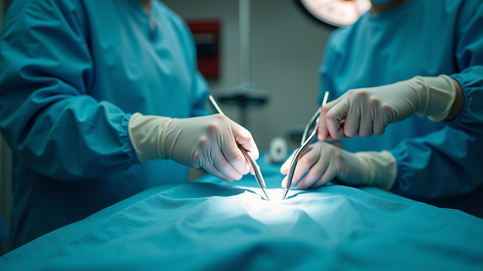 eye-level view of surgical instruments for eyelid surgery