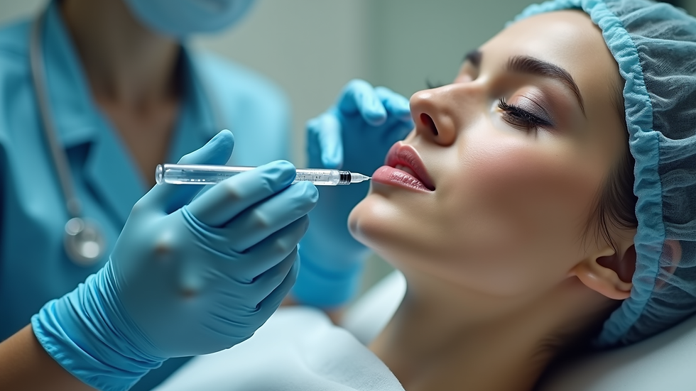 Close-up view of medical professional preparing cosmetic injection
