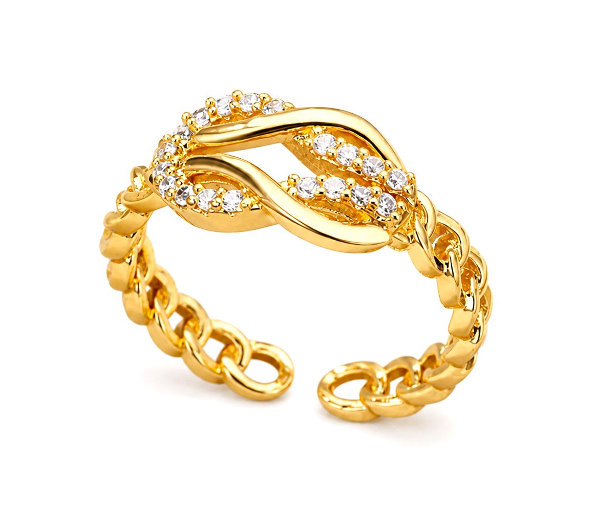 Adjustable Infinity Glow Pavé Link Gold Ring