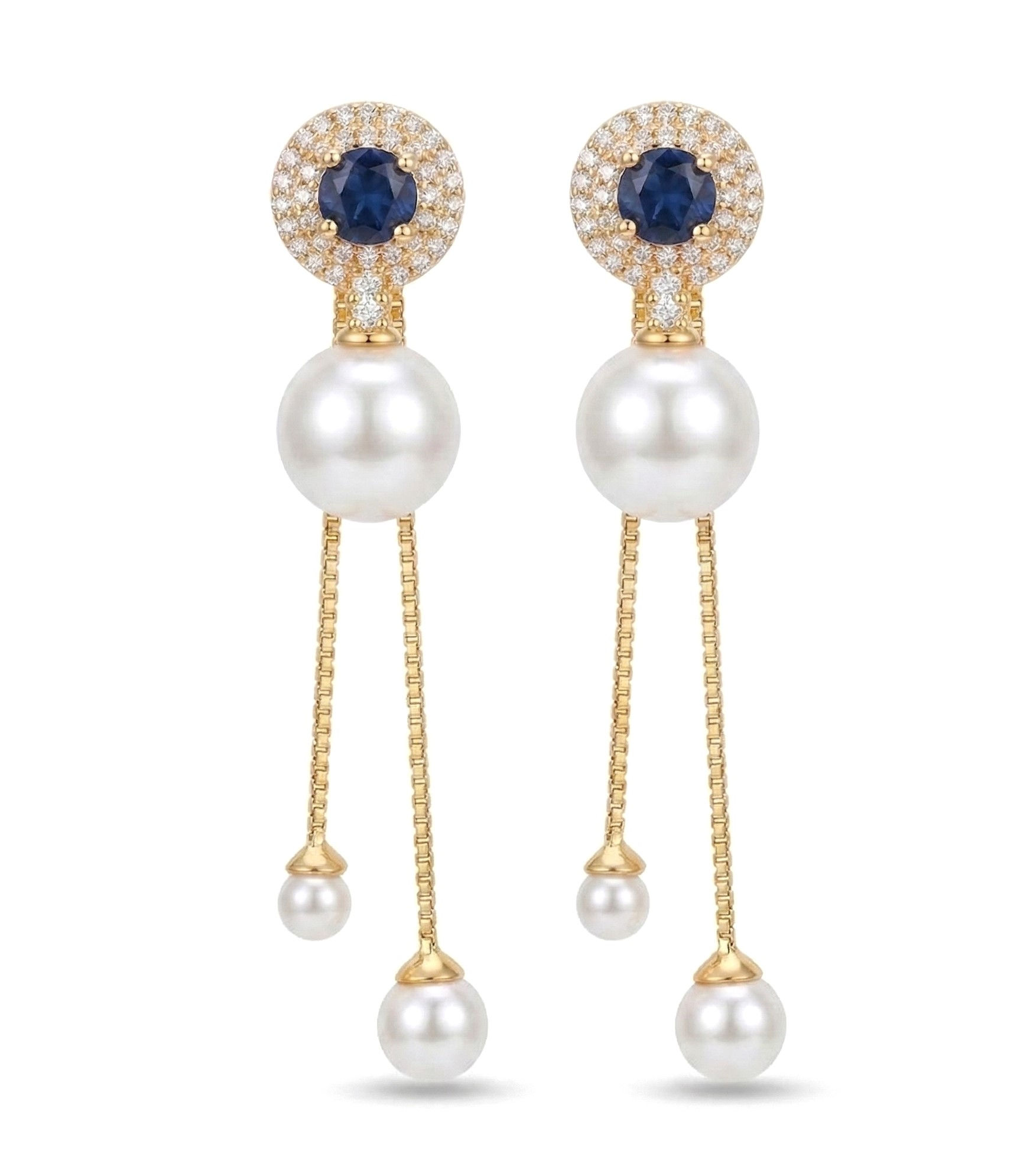 Royal Sapphire Pearl Drop Earrings