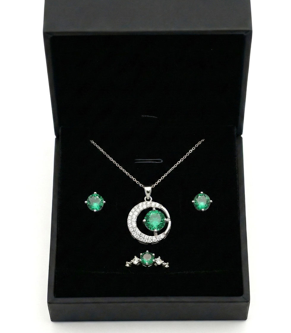 Thumbnail: Luna Halo Set  ---Colour: Emerald, Clear