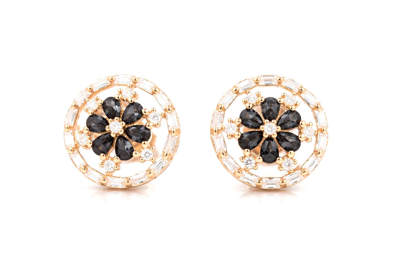 Midnight Bloom Halo Stud Earrings