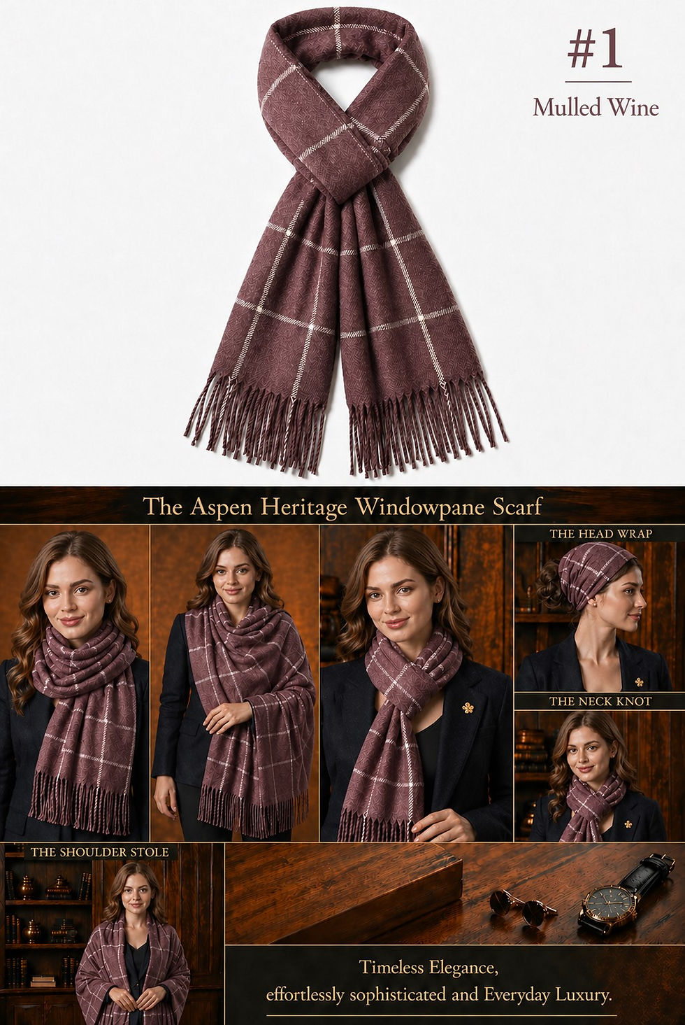 Thumbnail: The Aspen Heritage Windowpane Scarf