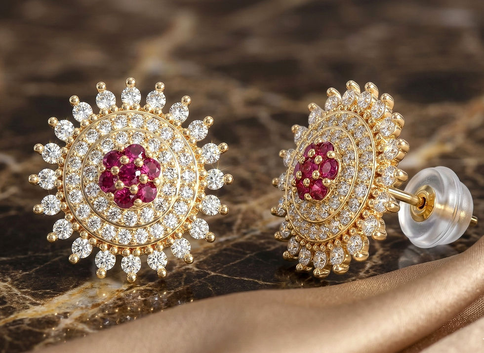 Thumbnail: Royal Ruby Sunburst Studs