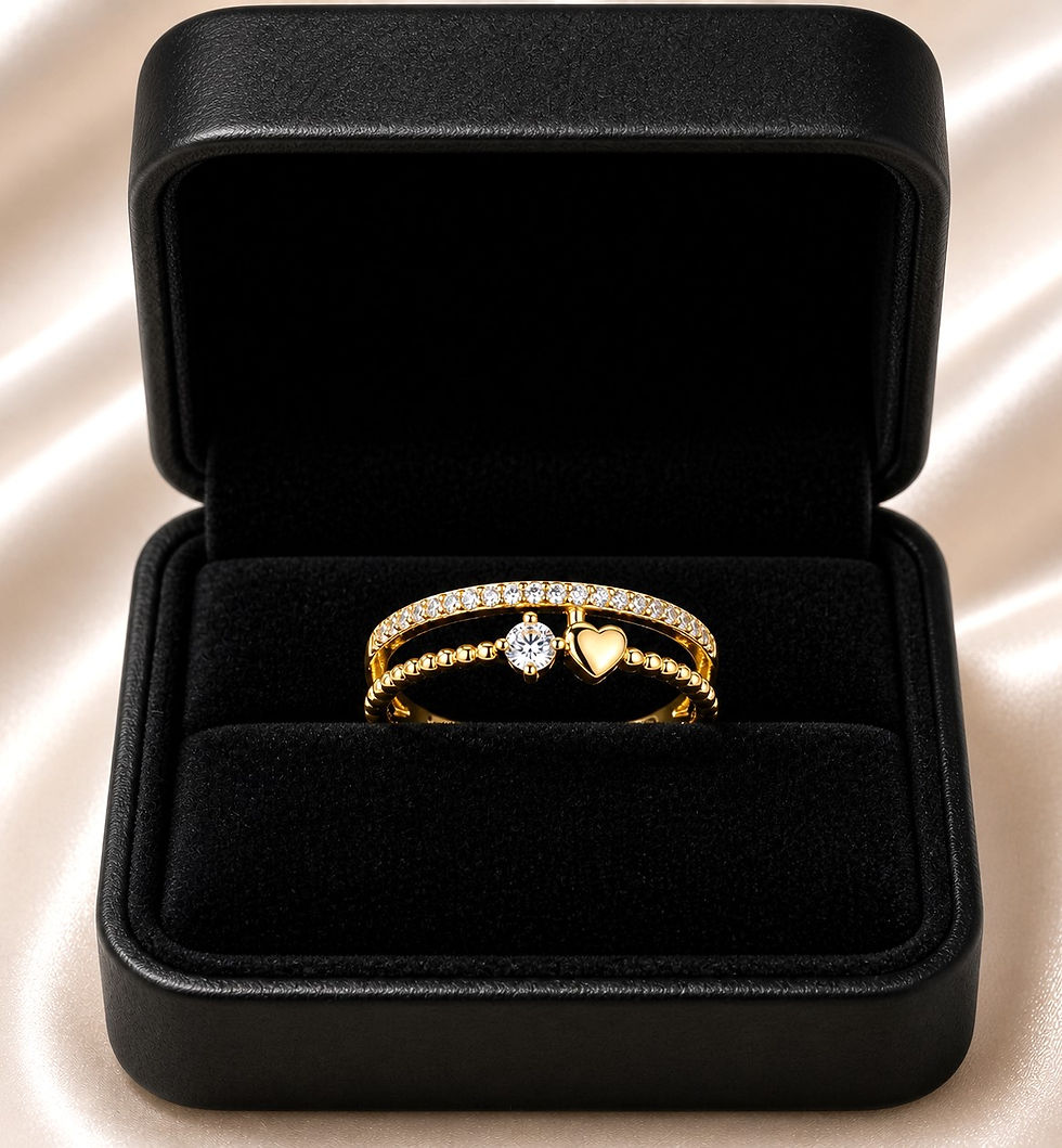 Thumbnail: Adjustable Amour Double Layered Solitaire Ring