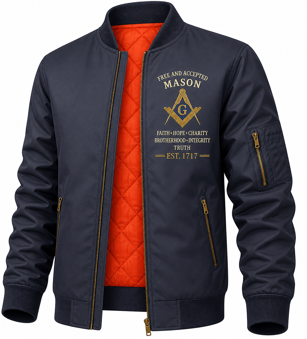 Thumbnail: Luxury Masonic Embroidered Bomber Jacket