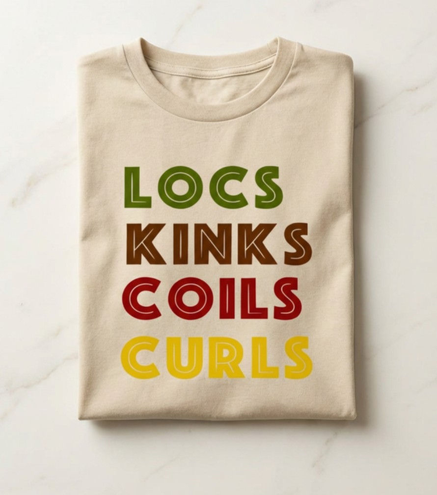 Thumbnail: Locs Kinks Coils Curls Tee – Natural Hair Pride Statement Tee