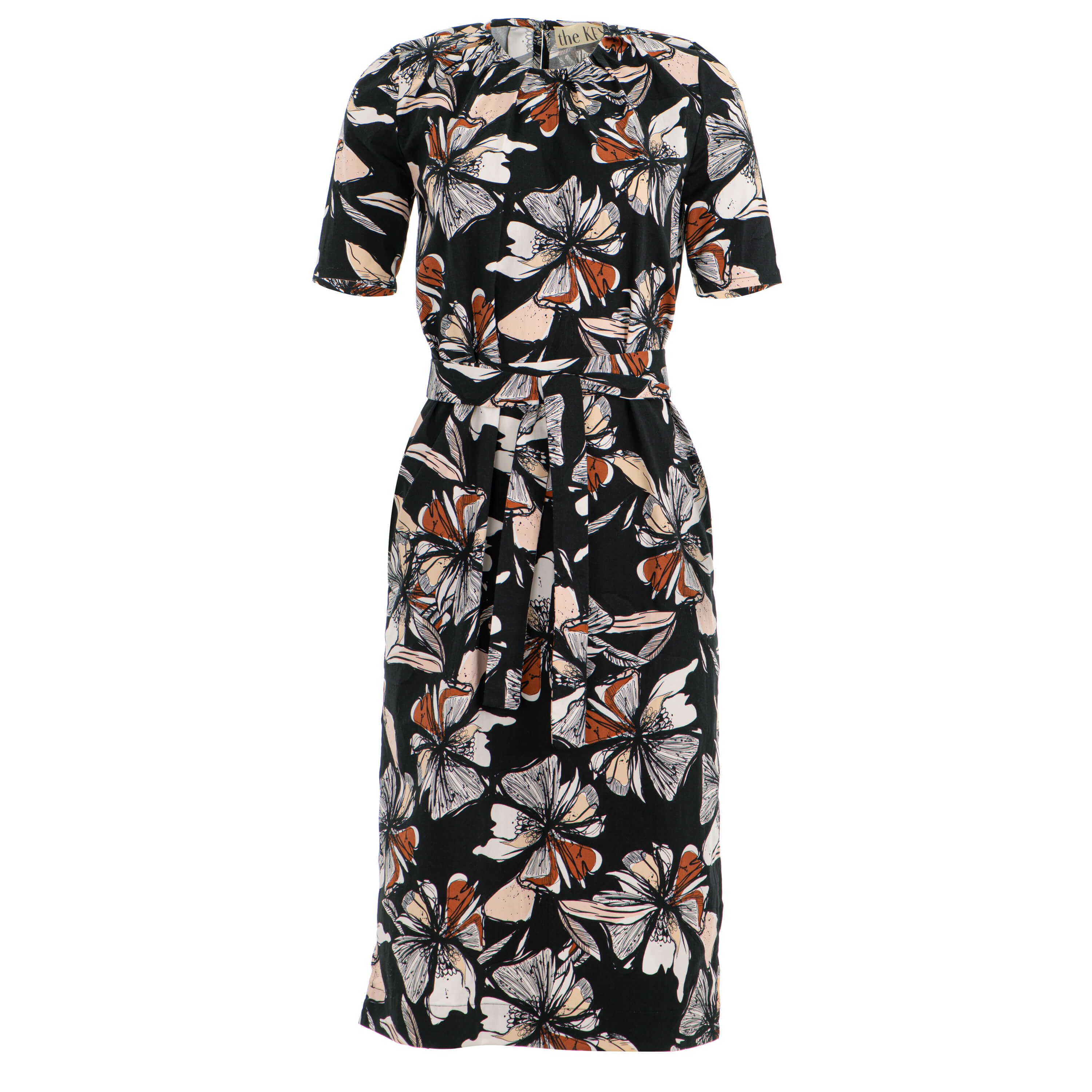 Sukienka bawełniana kwiaty na czarnym tle