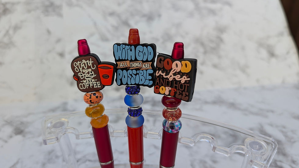 Thumbnail: Coffee-Themed Beaded Pens with Charms Sets 