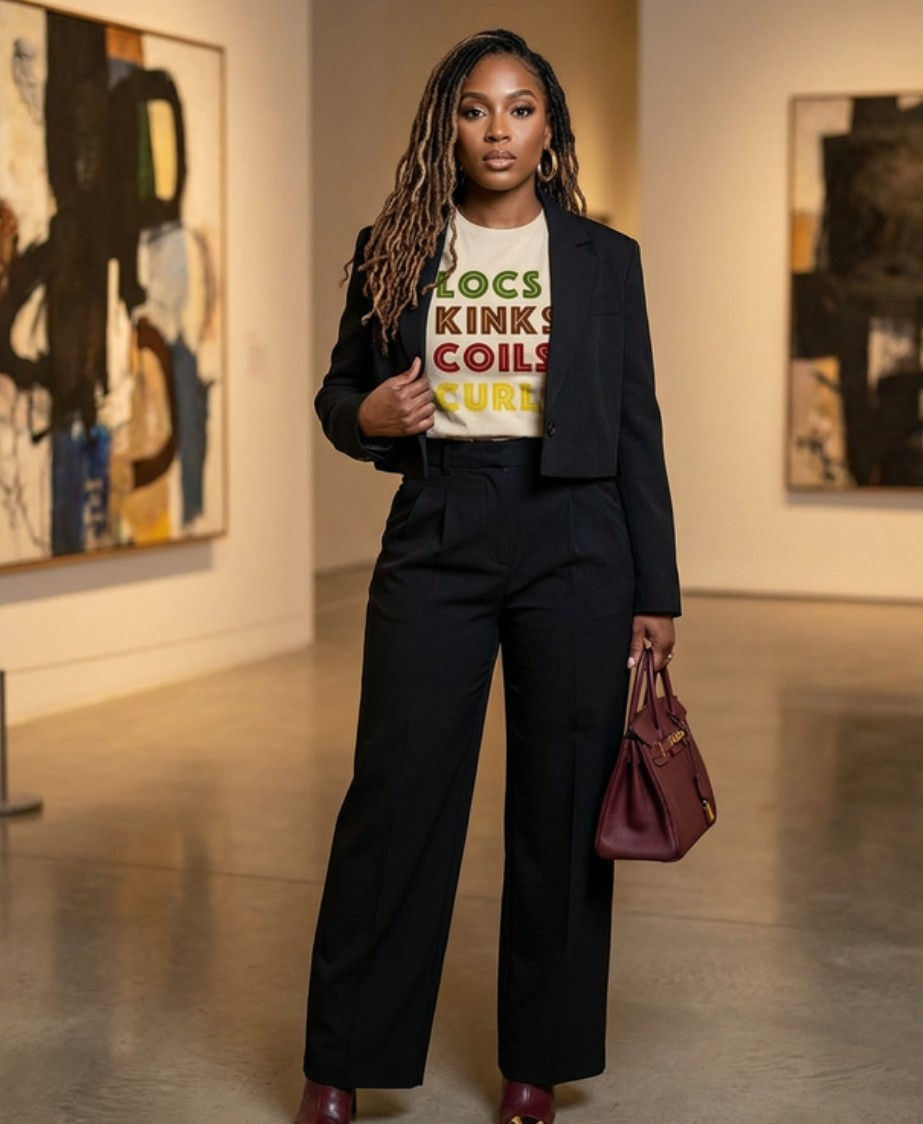 Thumbnail: Locs Kinks Coils Curls Tee – Natural Hair Pride Statement Tee