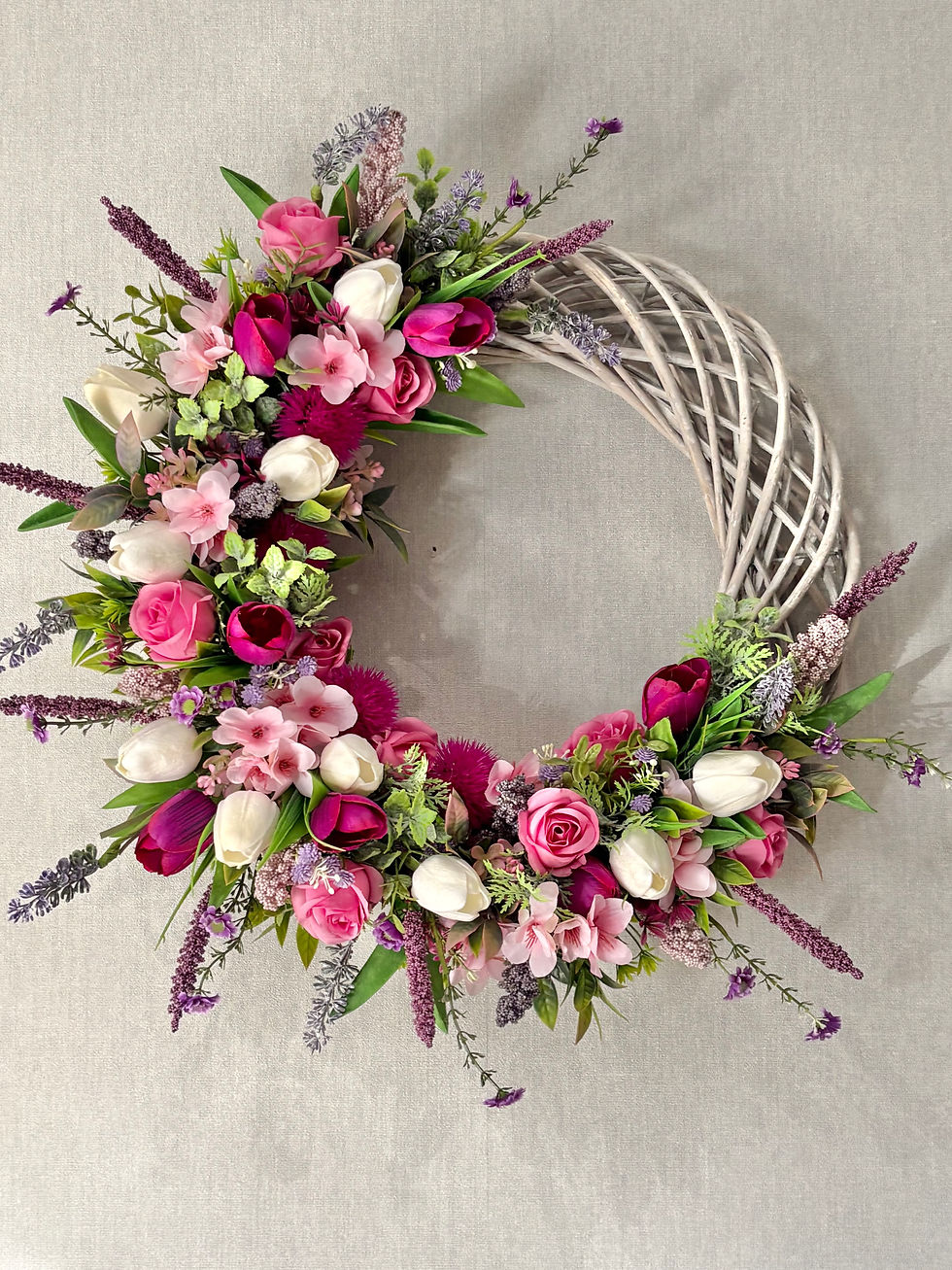 Thumbnail:   Handmade Large Purple Tulip Mixed  Wreath