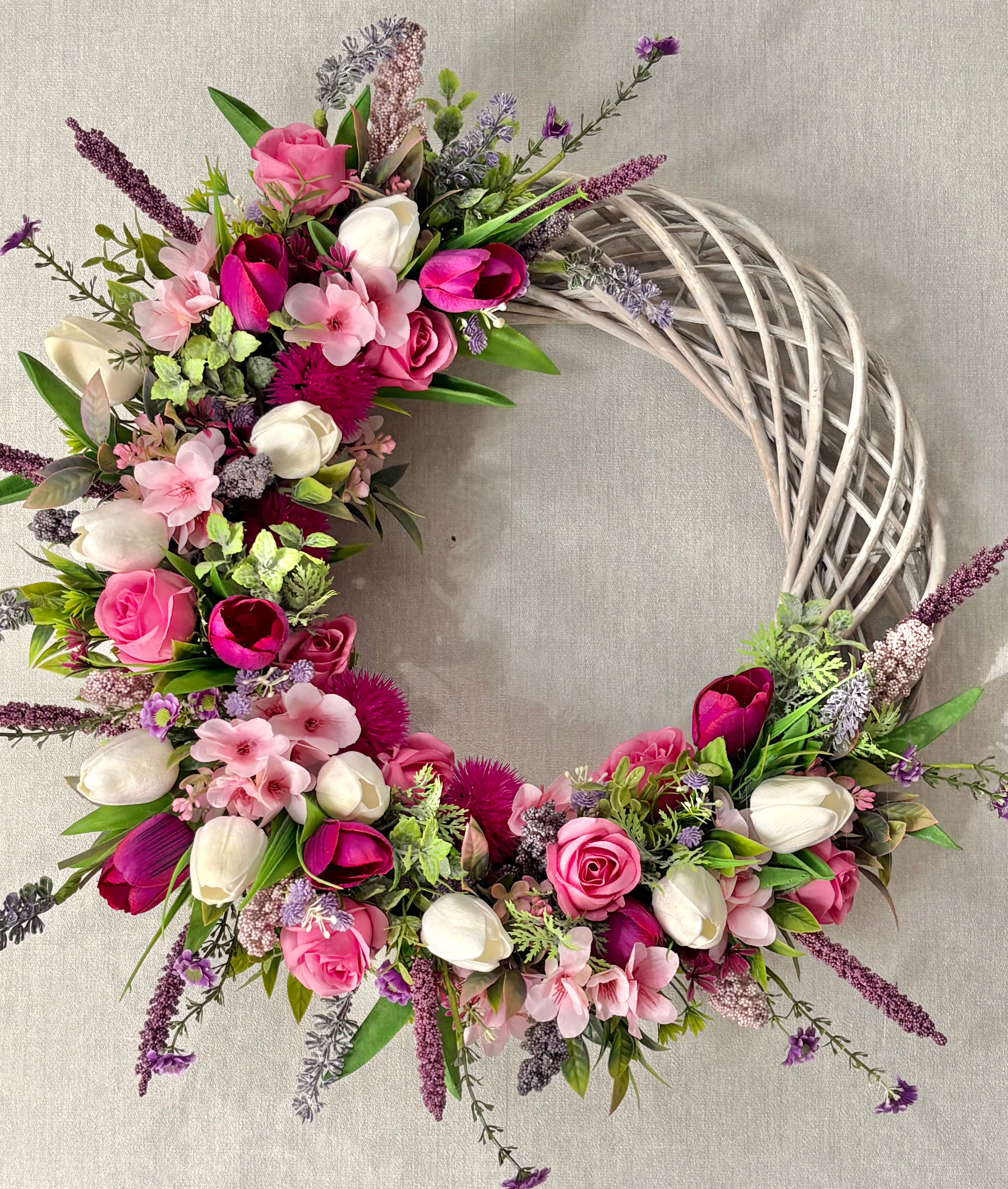   Handmade Large Purple Tulip Mixed  Wreath