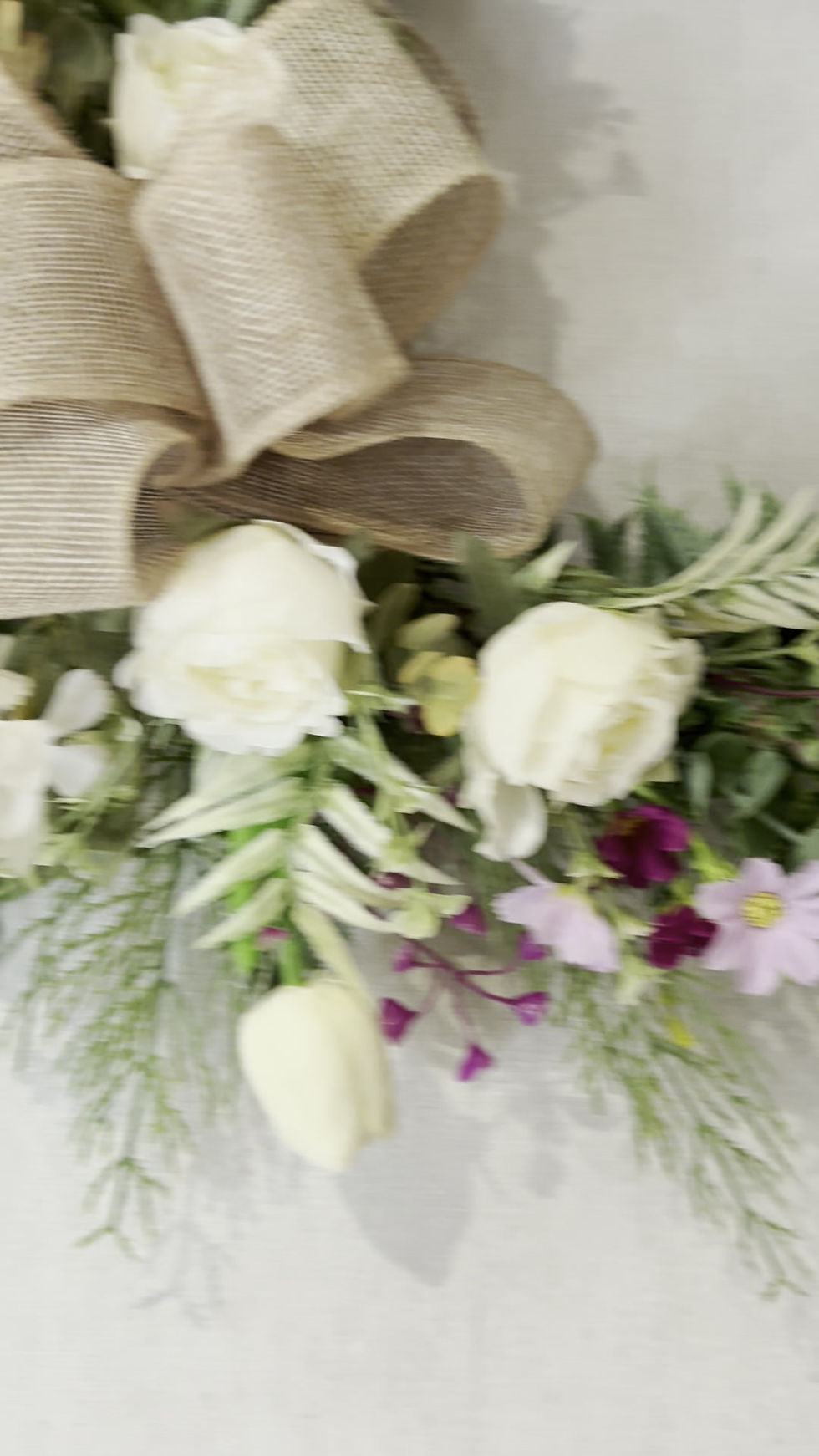 Thumbnail:  Spring / Summer Handmade mixed half wreath with Hessian bow