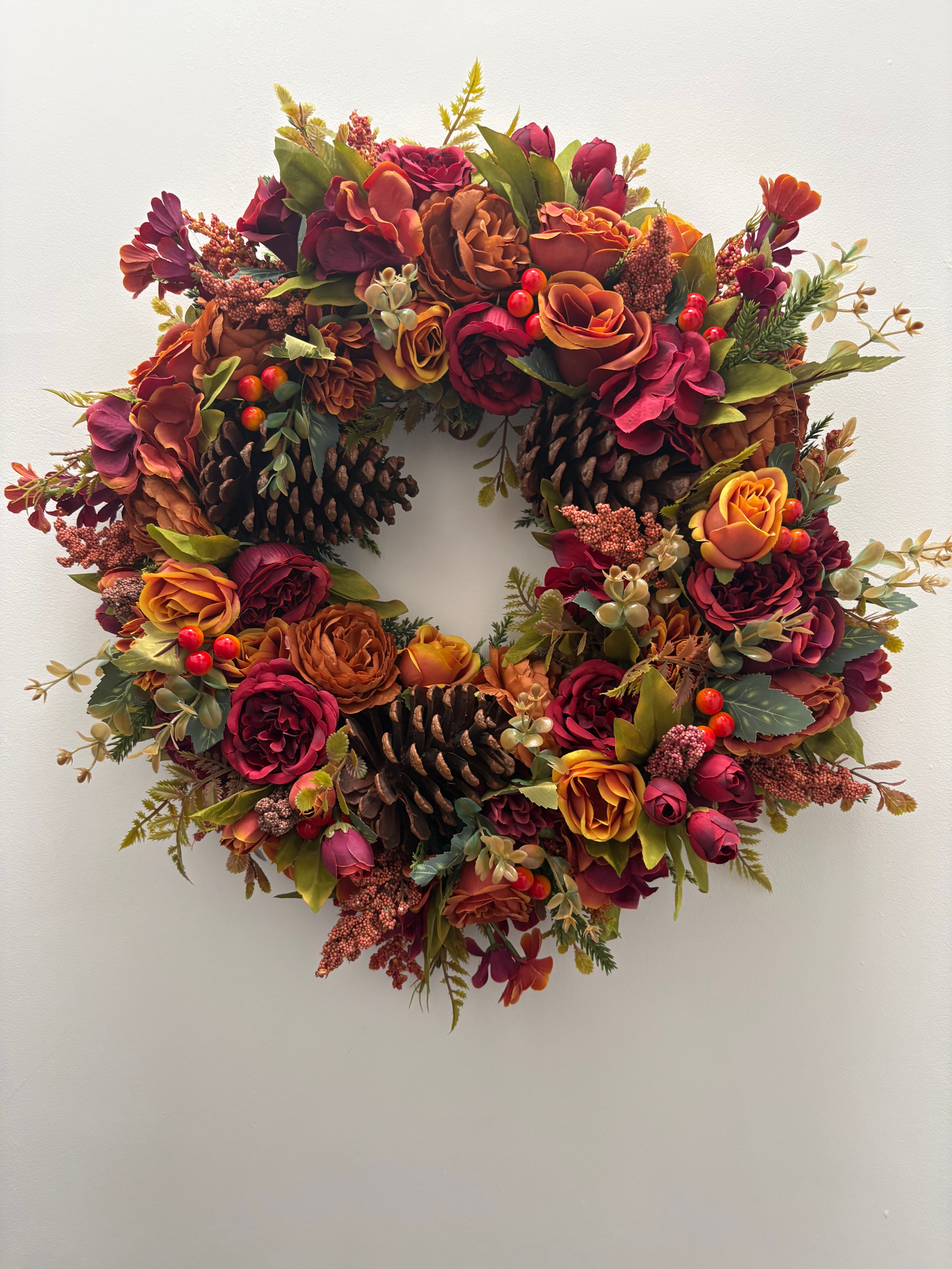Handmade Autumn door wreaths with shades of oranges