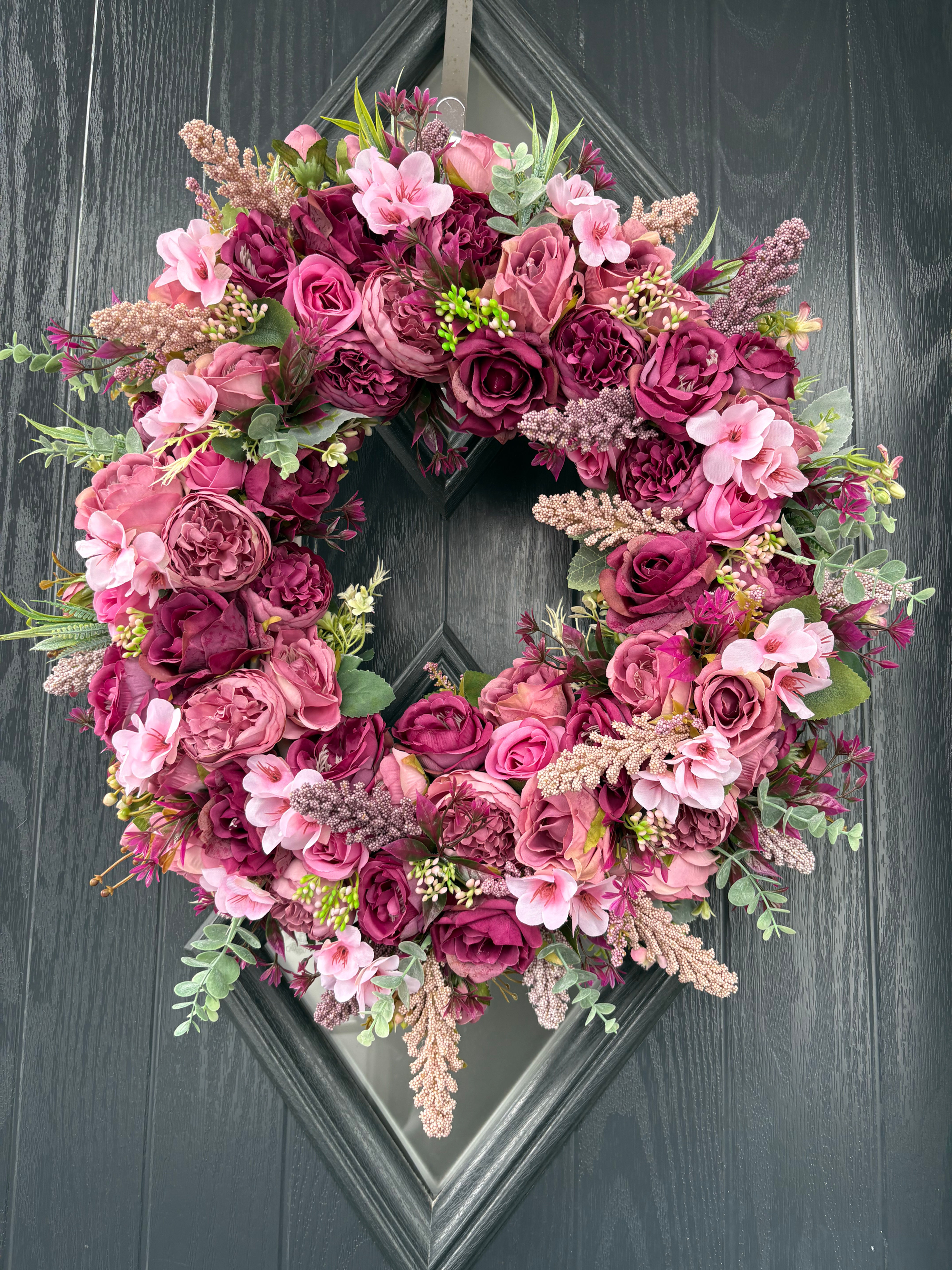 Large Handmade Mixed Summer Pink Blosson Wreath