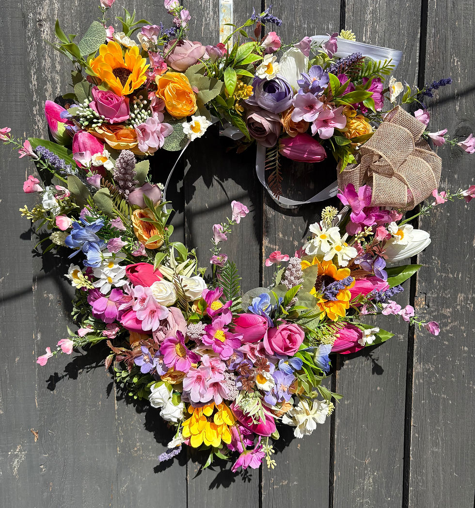 Thumbnail: Handmade Mixed Cottage Garden Wreath 