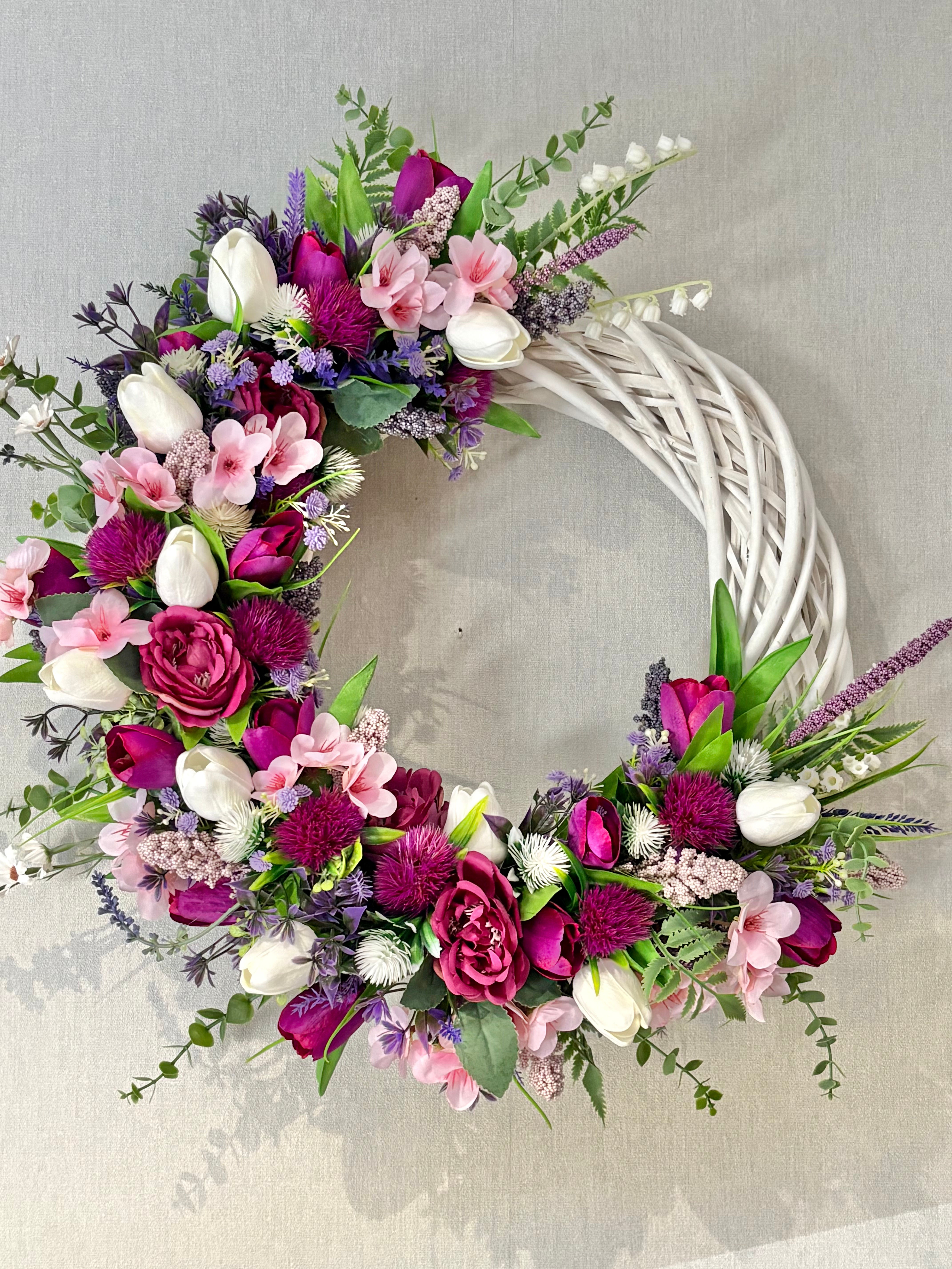 Handmade Large Purple Tulip Mixed Wreath
