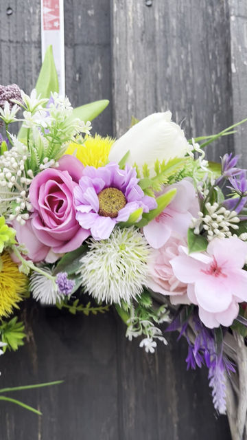 Thumbnail: Large Willow Handmade Wreath with Mixed Spring / Summer Flowers