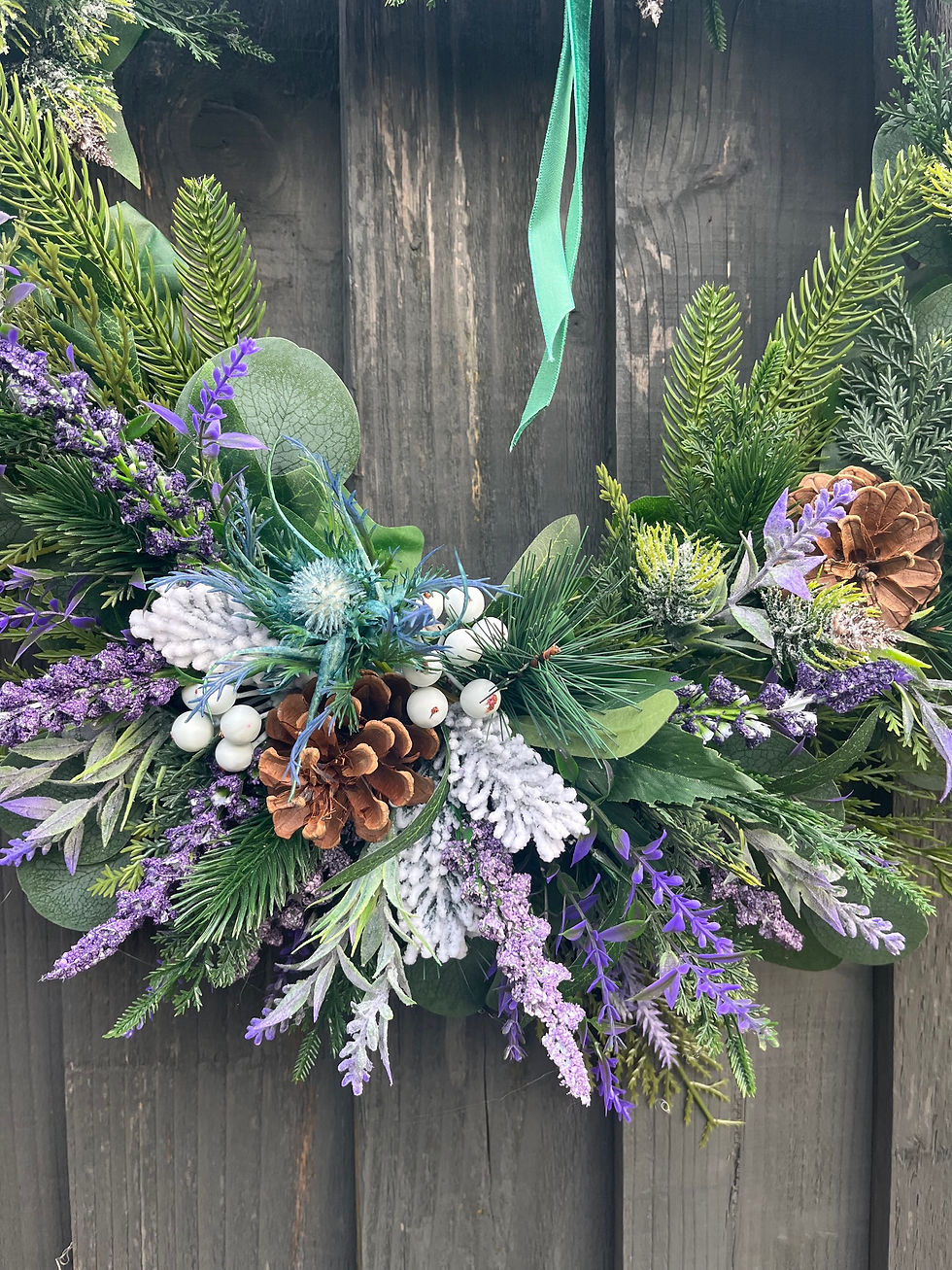 Lavender and pine cone winter wreath
