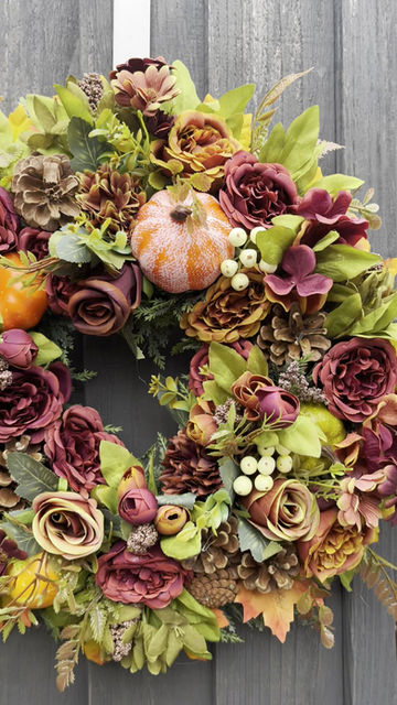Thumbnail: Handmade Autumn door wreaths with shades of oranges 