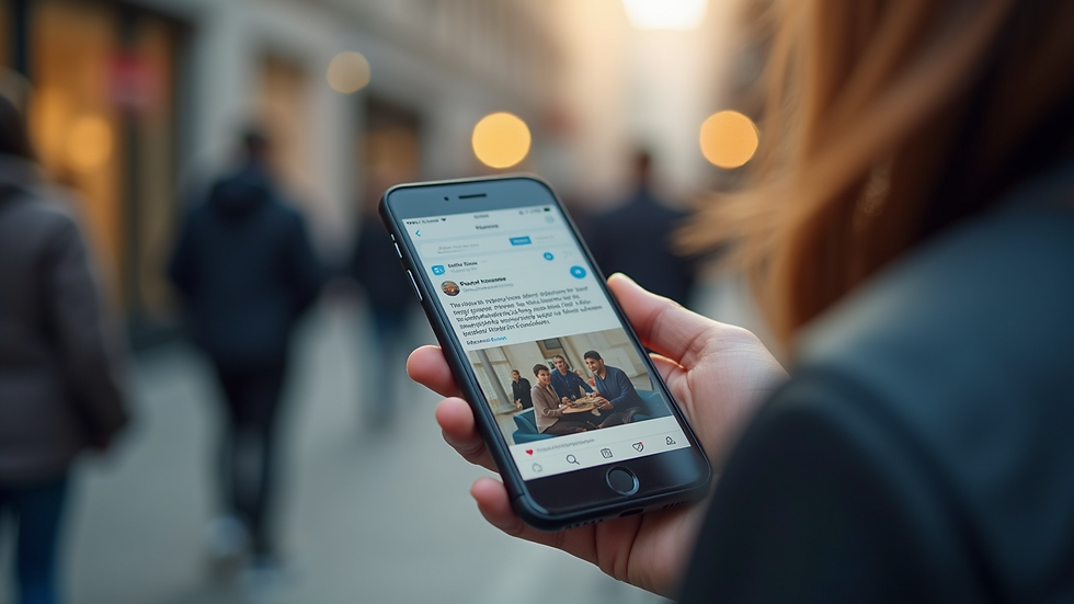 Close-up view of a smartphone showing a social media campaign for NGO awareness