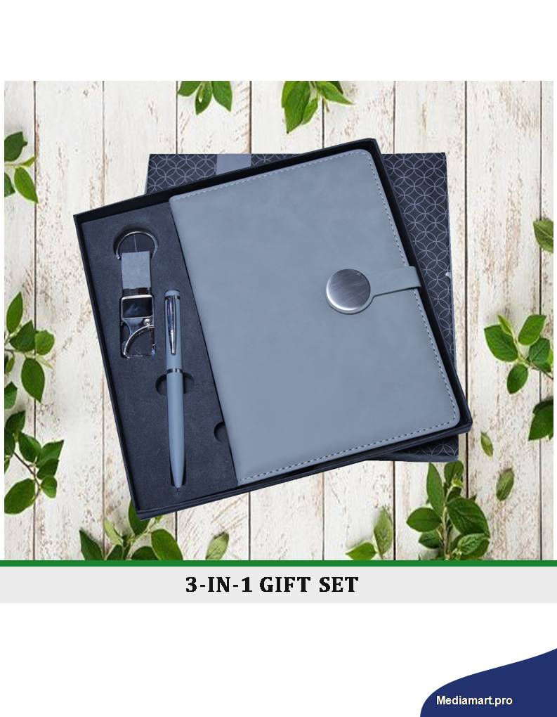 3 in 1 Gift Set Diary, Ball Pen, Keychain Customized Office Essentials Set.