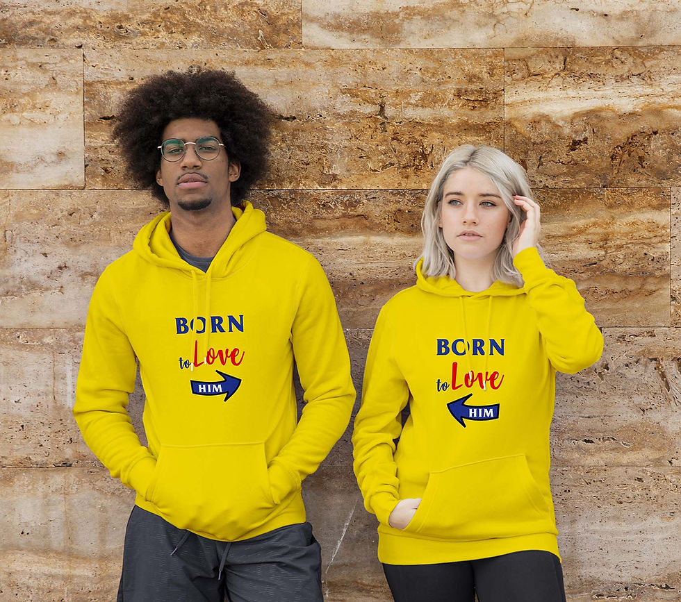 Thumbnail: Born to Love him and Born to Love Him Buy Couple Hoodies @ 99tshirt.in