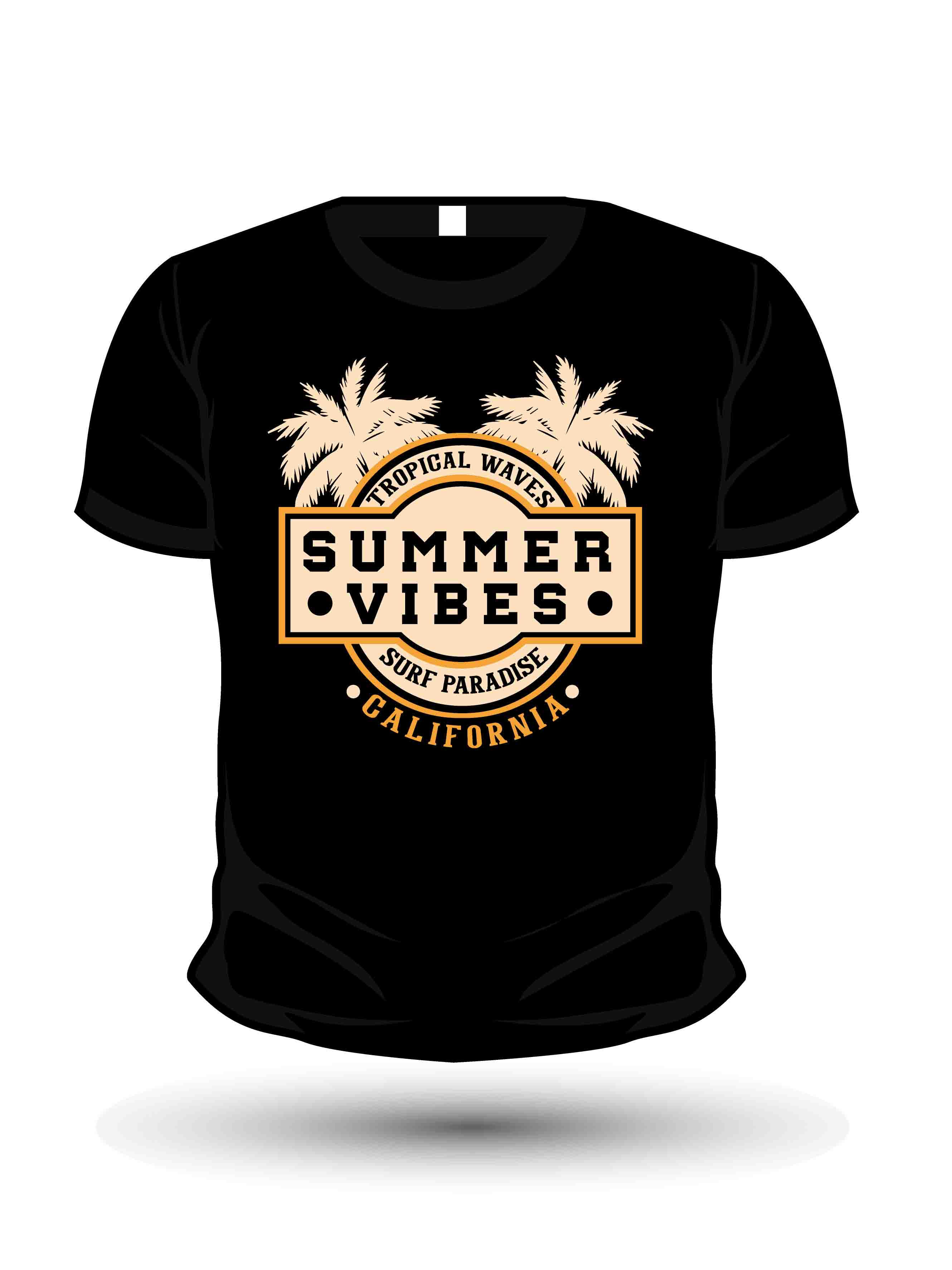 summer vibes surf paradise typography t shirt mockup design,illustration