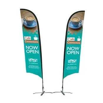shop 8ft open sale cafe coffee food custom feather flag with one side printing