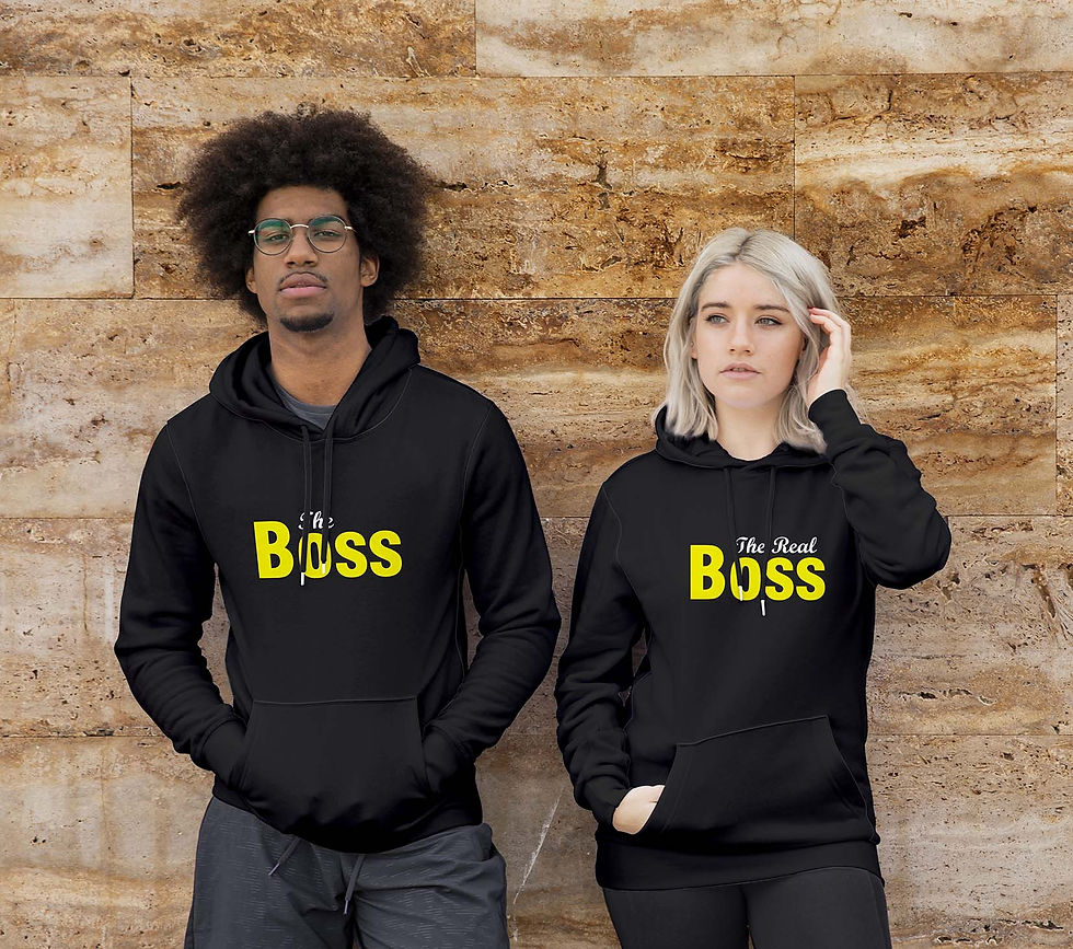 Thumbnail: The Boss The Real Boss Couple Hoodie, Buy matching Couple Hoodies @99tshirt.i