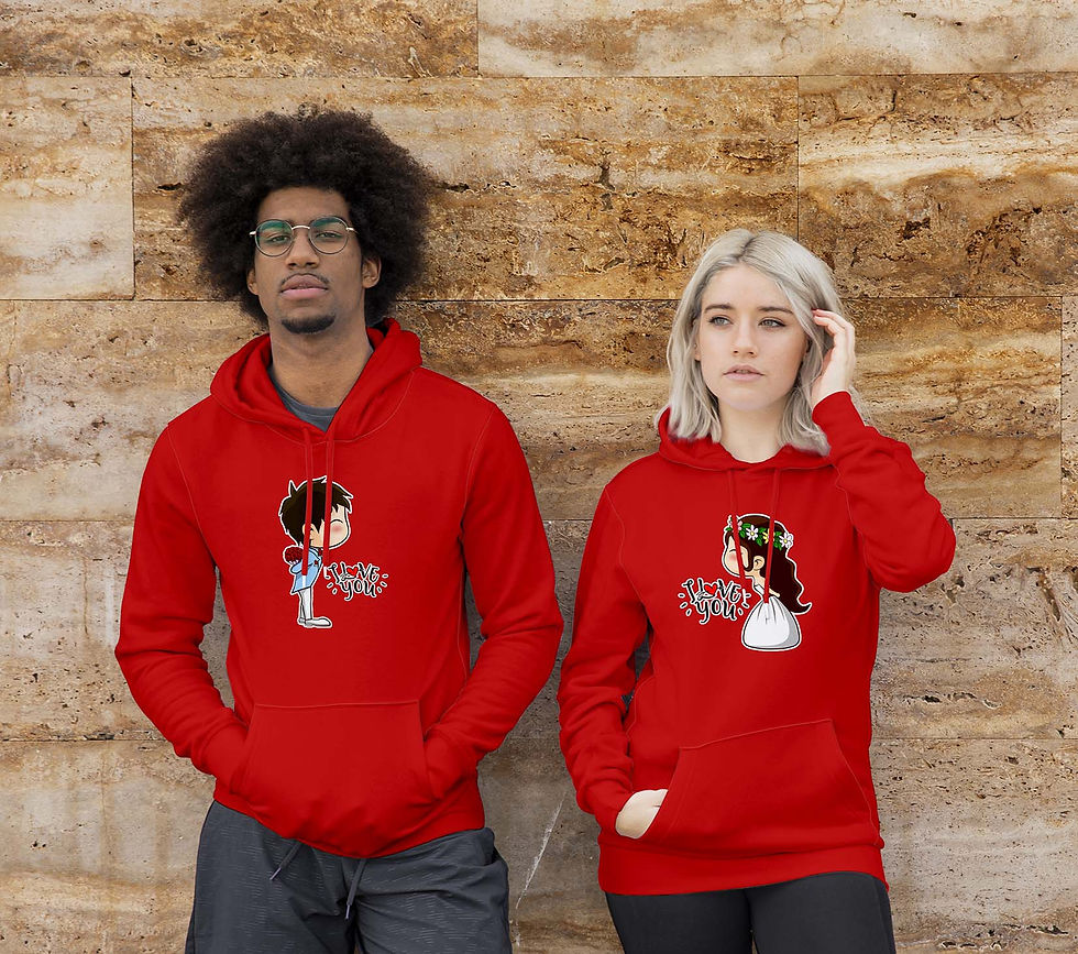 Thumbnail: Love Propose Cartoon Couple Hoodie, Buy matching Couple Hoodies @99tshirts.i