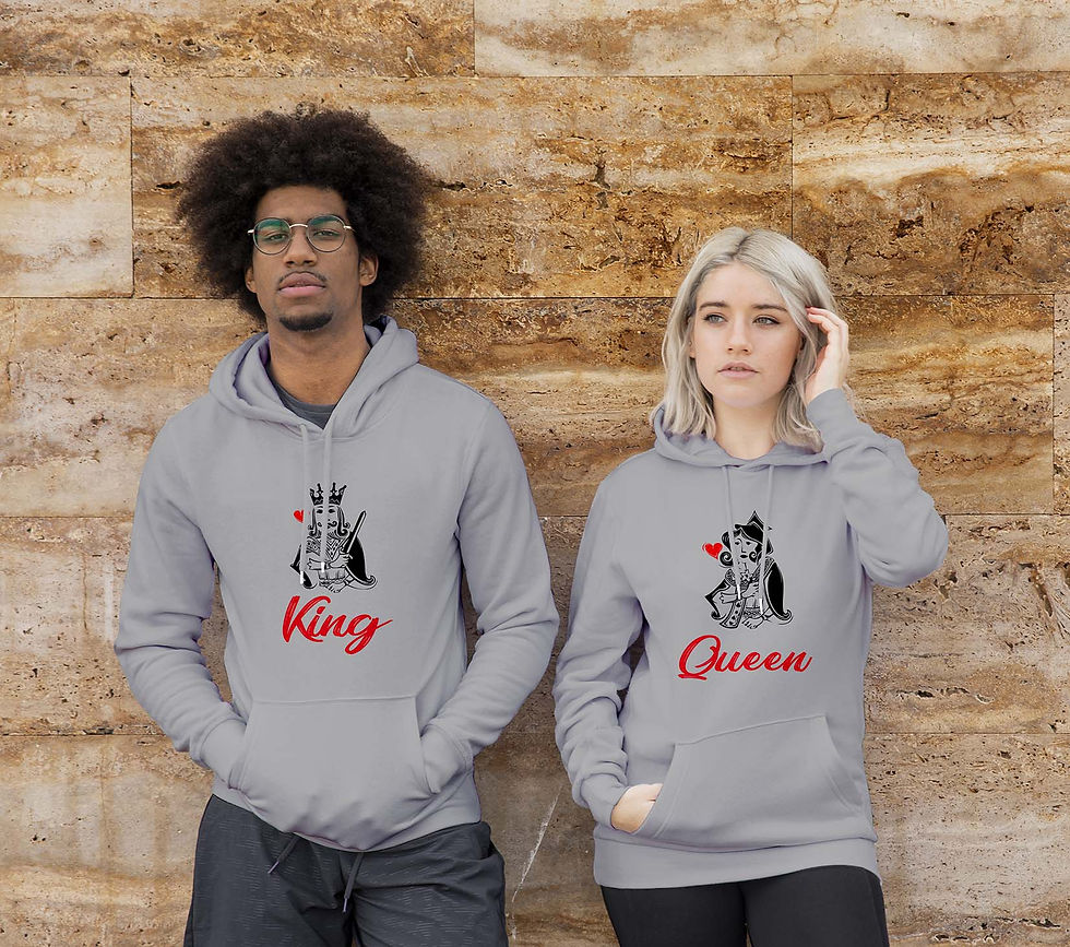 King and Queen With Symbol Couple Hoodie, Buy matching Couple Hoodies