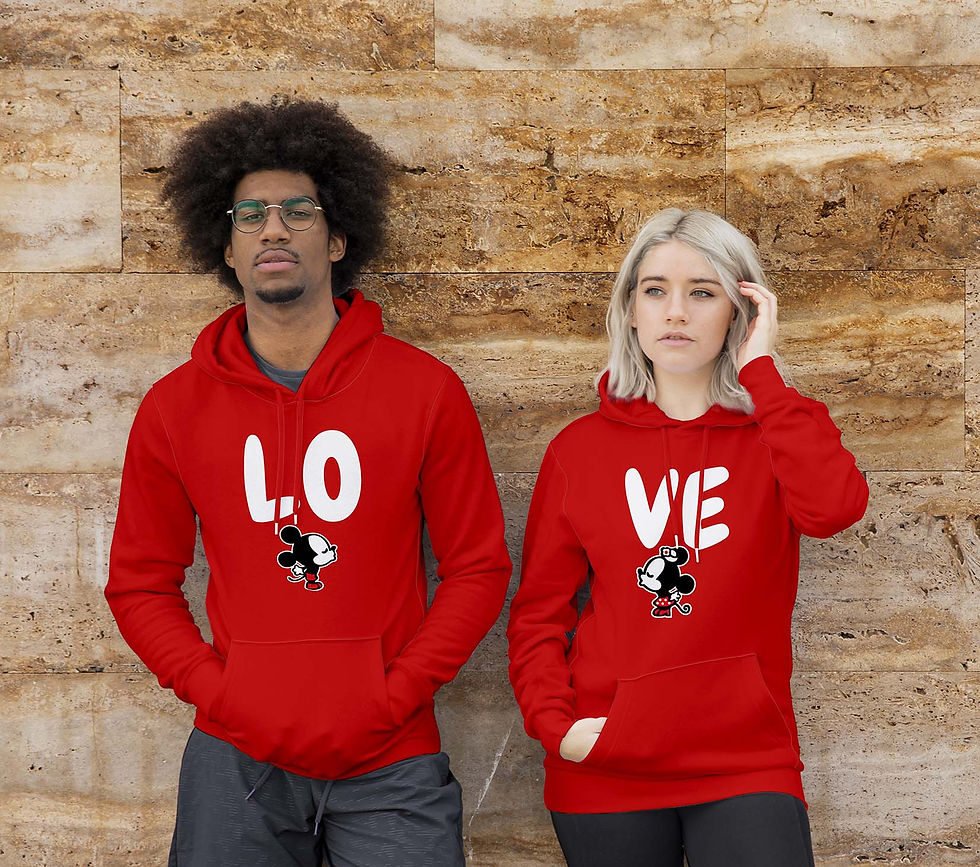 Love with Mickey and Minnie Mouse Couple Hoodie, Buy matching Couple Hoodies