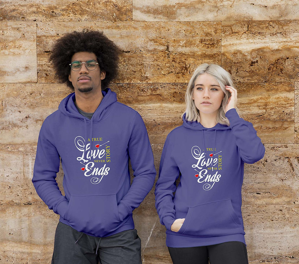 Thumbnail: A True Love Story Never Ends Couple Hoodie - Buy Couple Hoodies @ 99tshirt.in