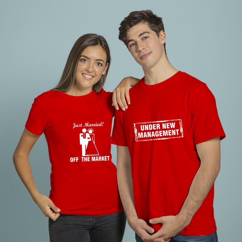Thumbnail: New Managment Couple T shirts, Buy matching Couple t s