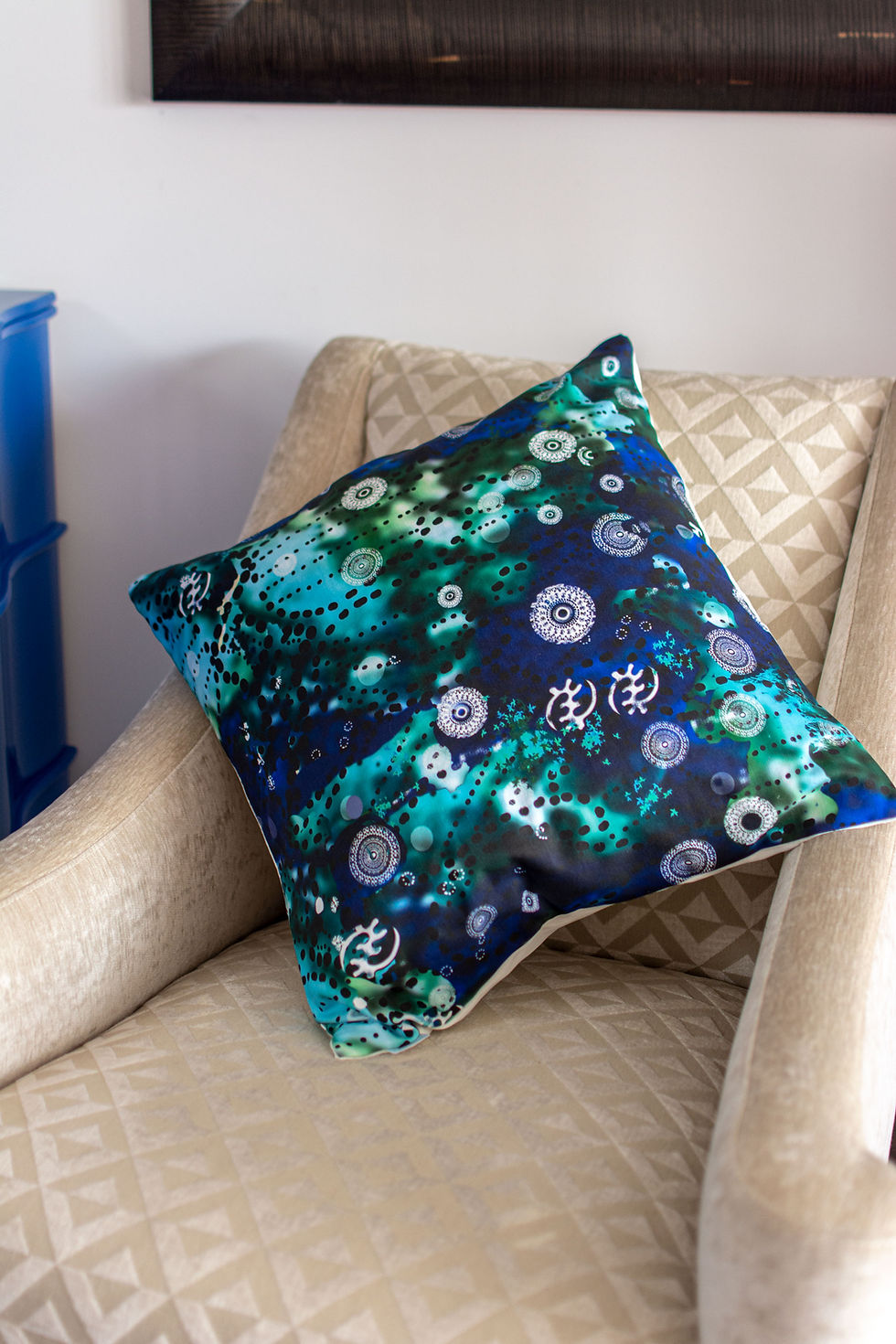Thumbnail: Oceanic Blue Calabash Cotton Cushion Covers