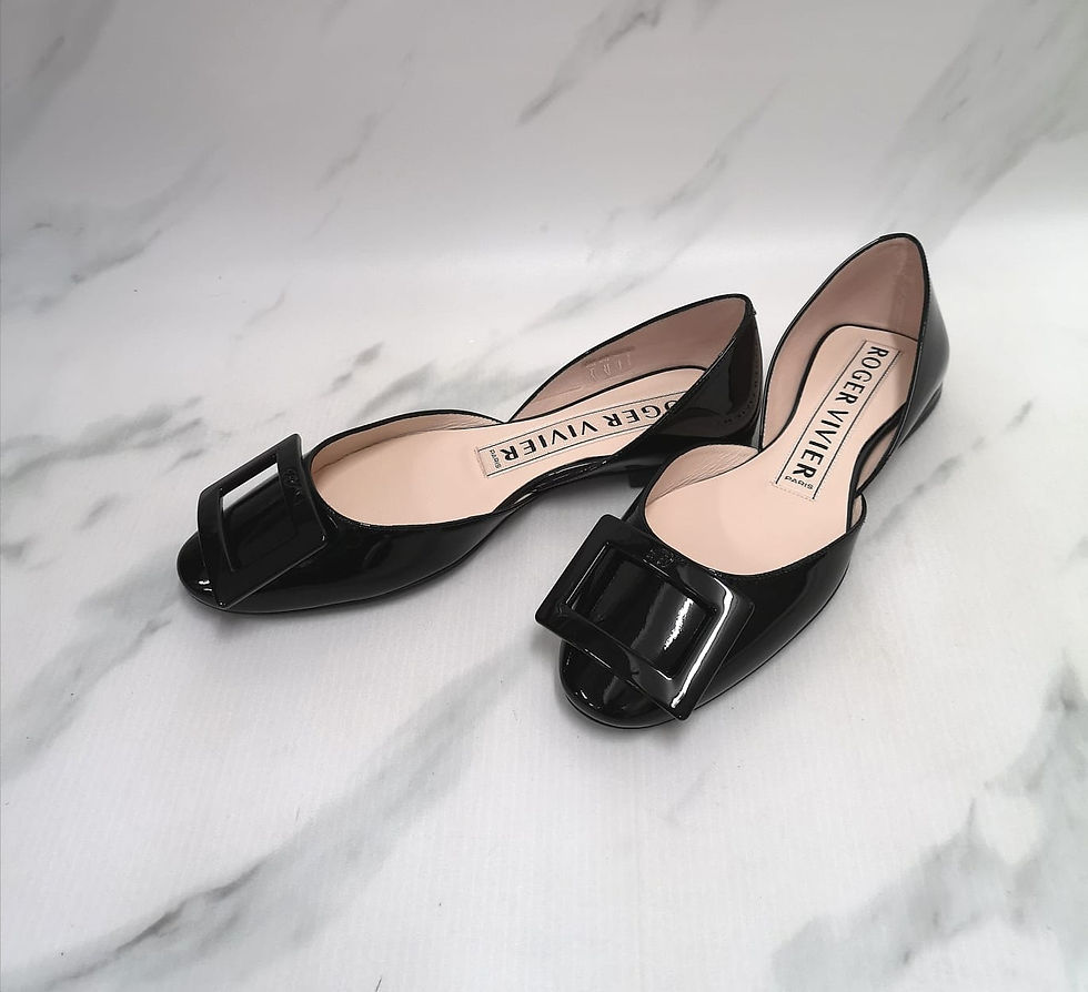 縮圖：RV467  Dorsay Lacquered Buckle Ballerina (Dip Nero)