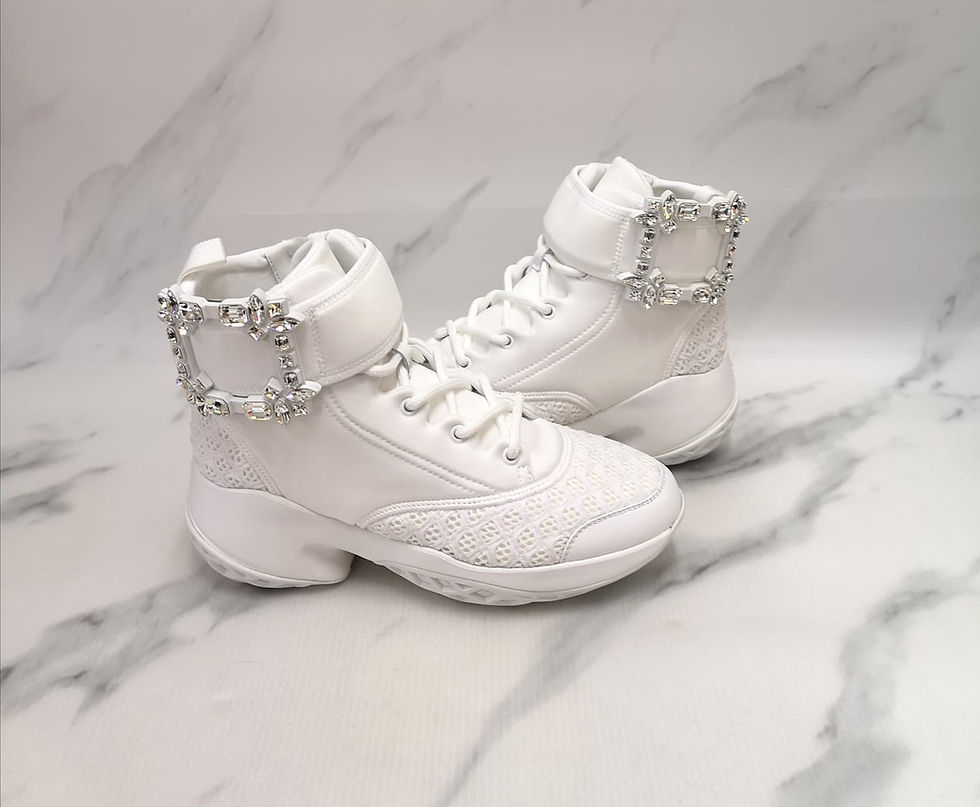 縮圖：RVS71  VIV RUN STRASS LACE UP HIGHTOP (KOT BLANCO)