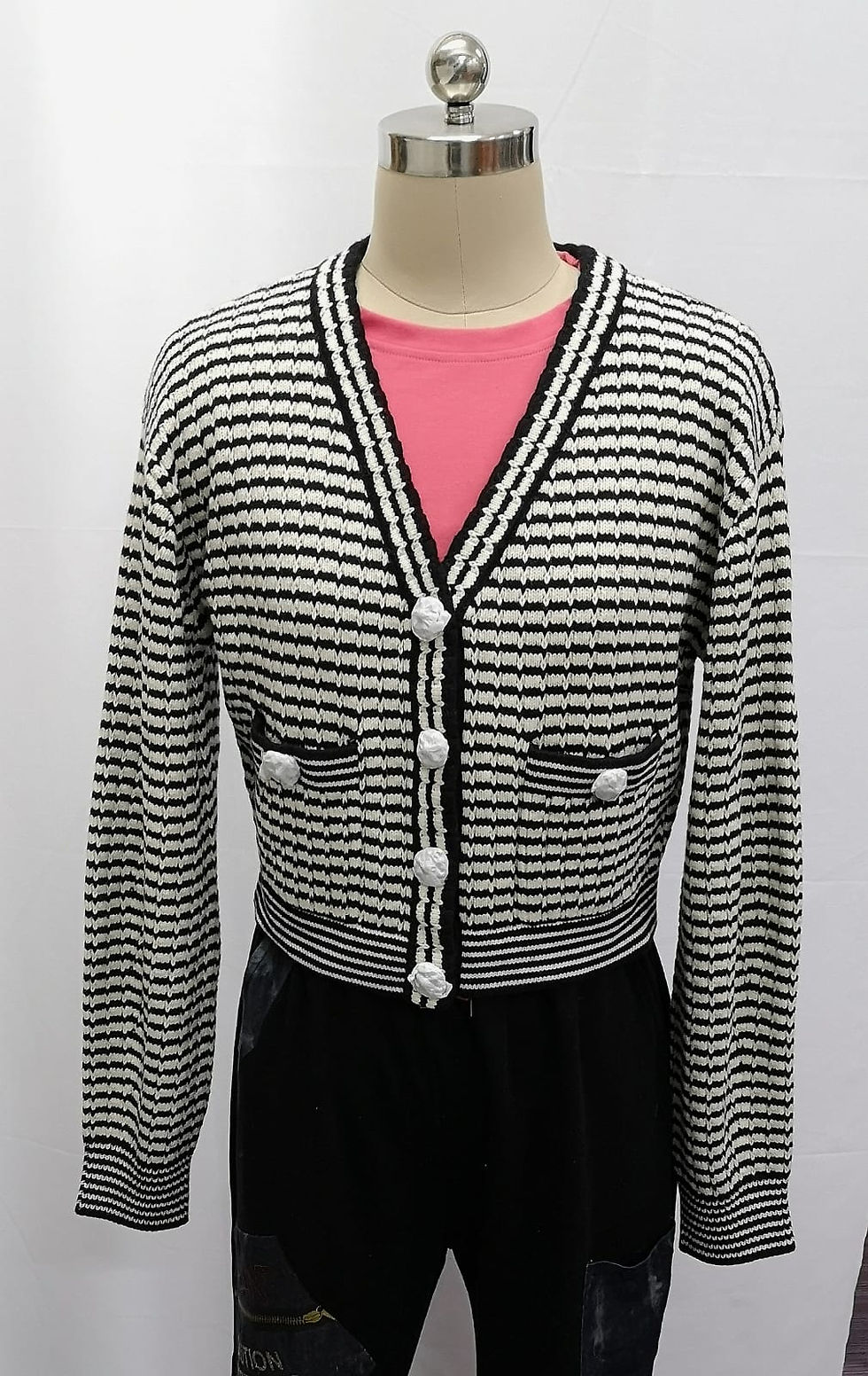 縮圖：Clothes37  Self-Portrait Black and white melange knit cardigan