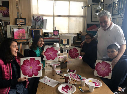 Kids and their art work in class