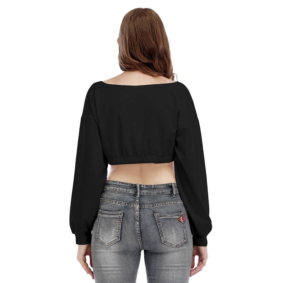 Thumbnail: All-Over Print Women's V-neck Long Sleeve Cropped Sweatshirt