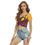 Thumbnail: All-Over Print Women's Raglan Drawstring Front  Crop Tee