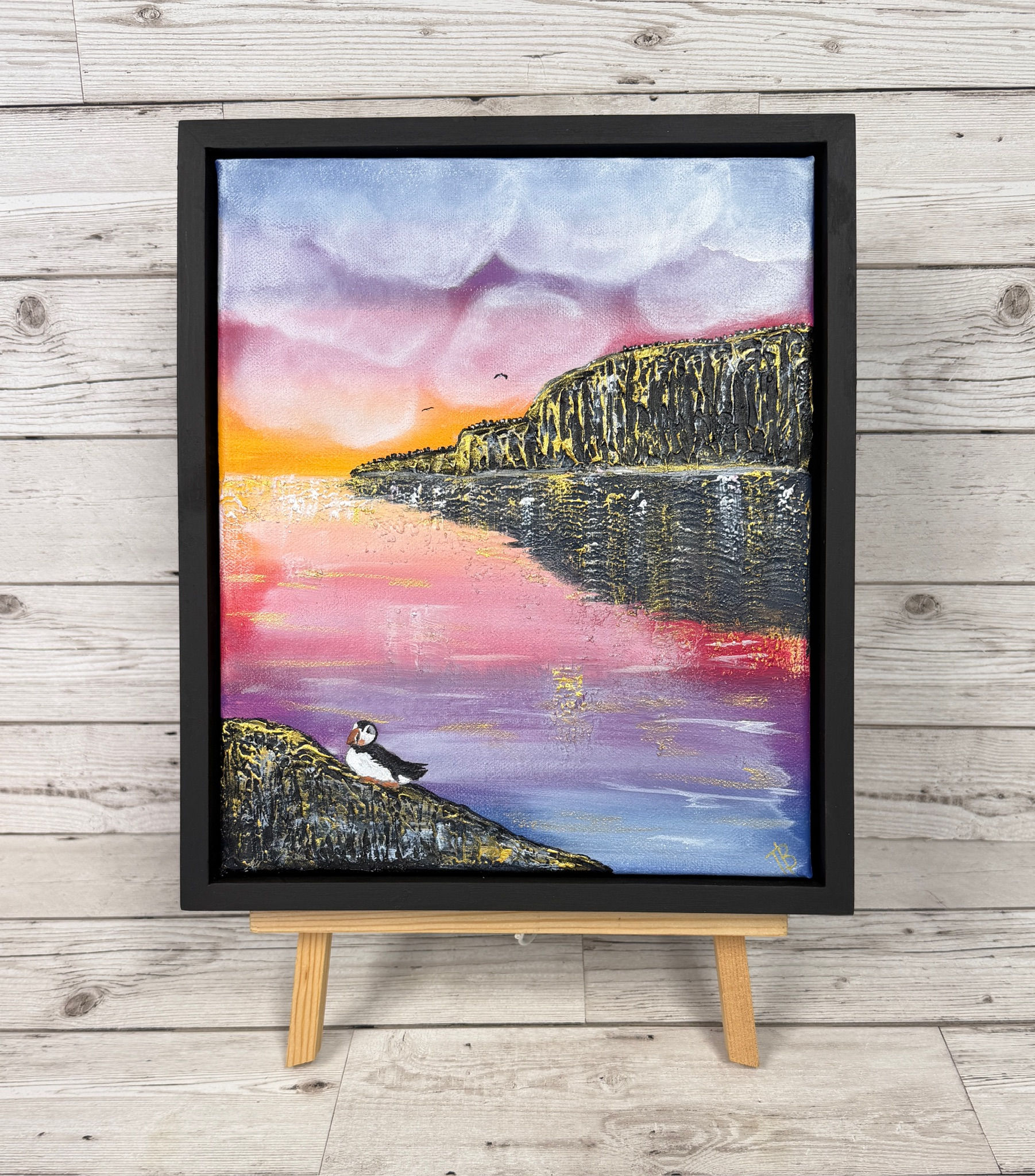 "Puffin at sunrise" 25x30cm canvas